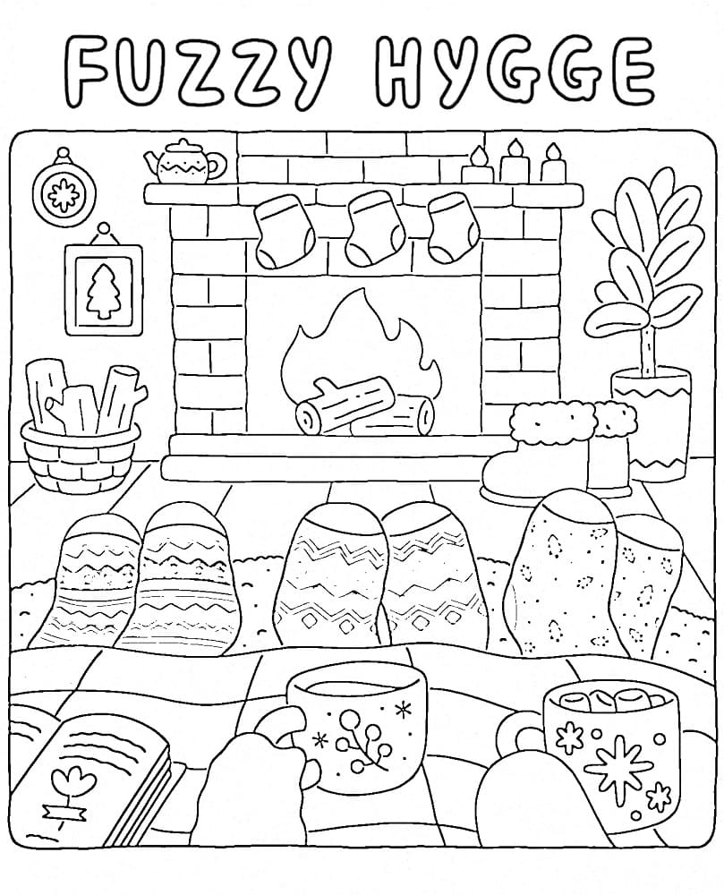 Lovely Fuzzy Hygge coloring page