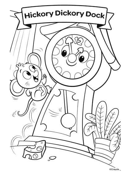 Nursery Rhymes Hickory Dickory Dock coloring page