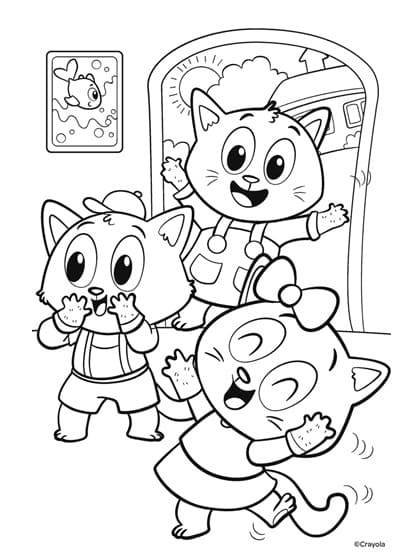 Nursery Rhymes Three Little Kittens coloring page