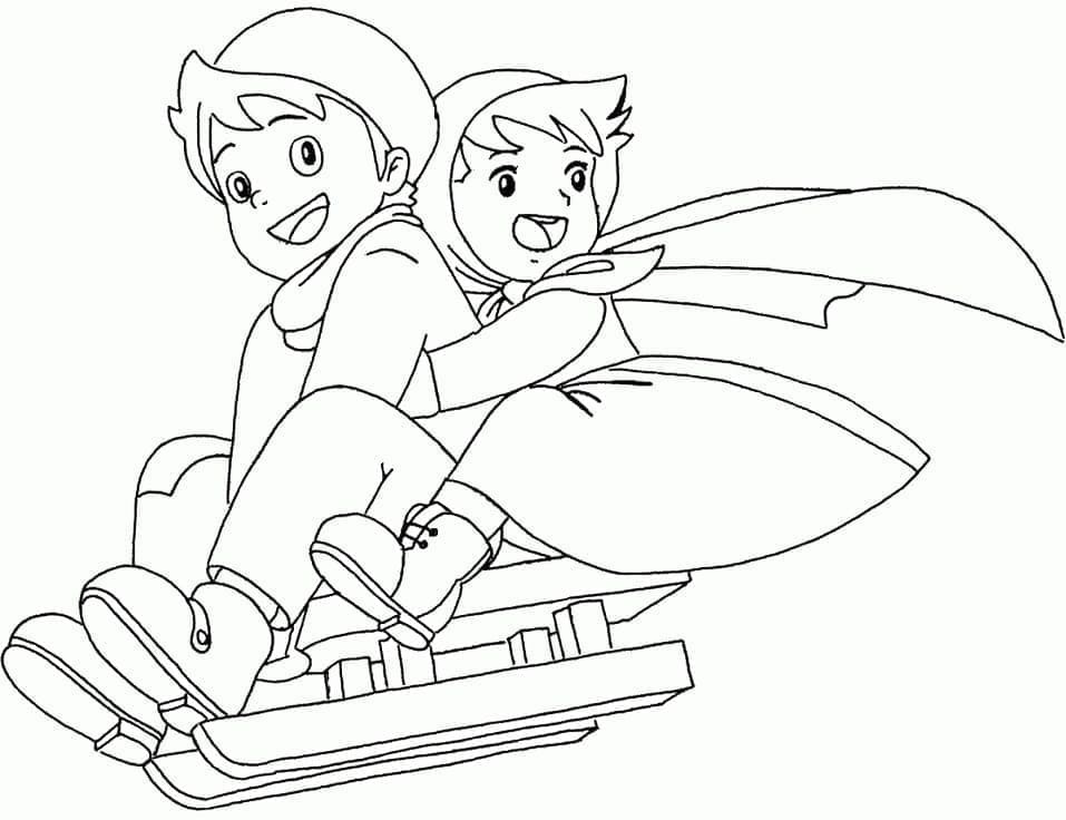 Peter with Heidi coloring page