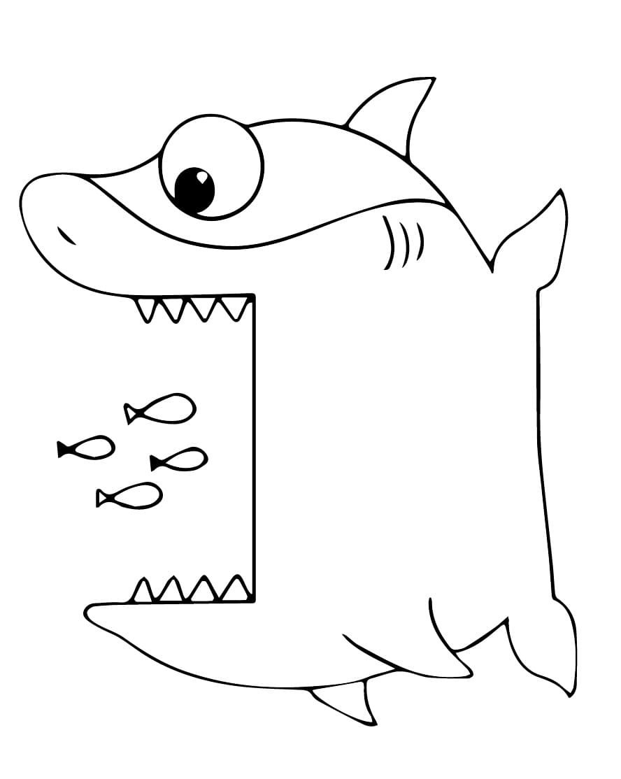 Simple Big Mouth Fish coloring page