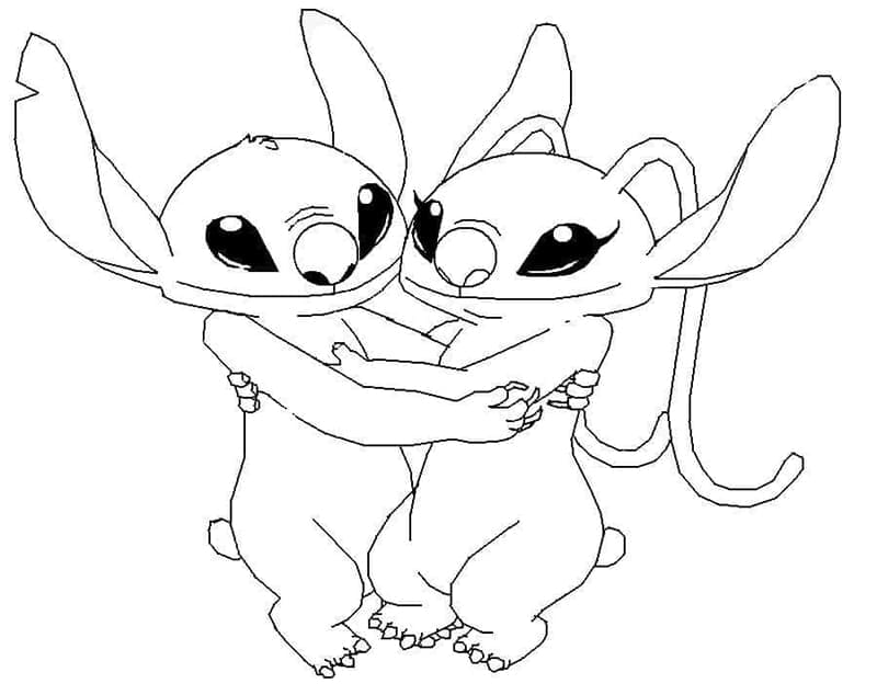 Stitch and Angel Free coloring page