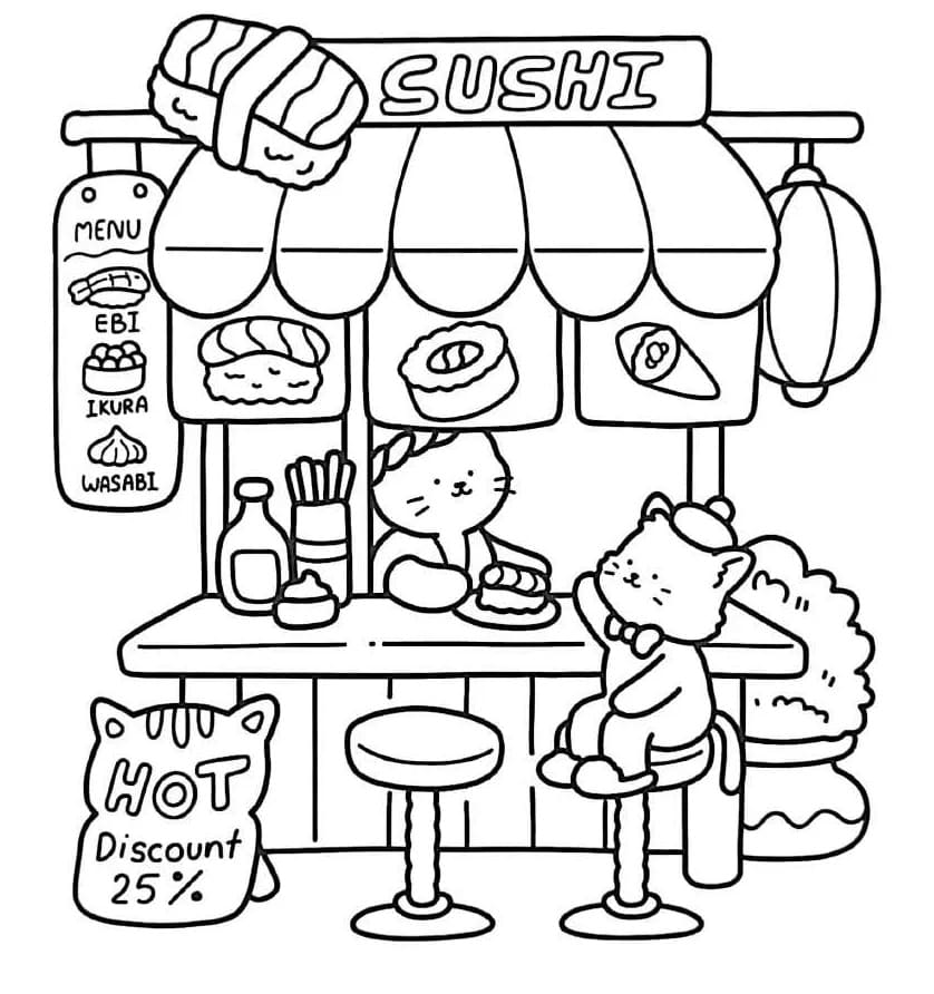 Sushi Little Corner coloring page