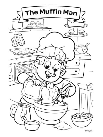 The Muffin Man Nursery Rhymes coloring page