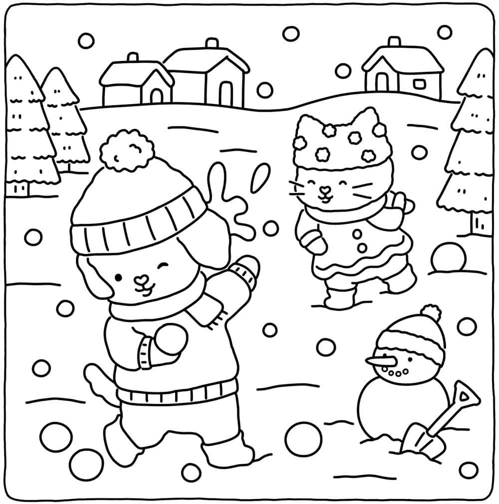 Winter Fuzzy Hygge coloring page