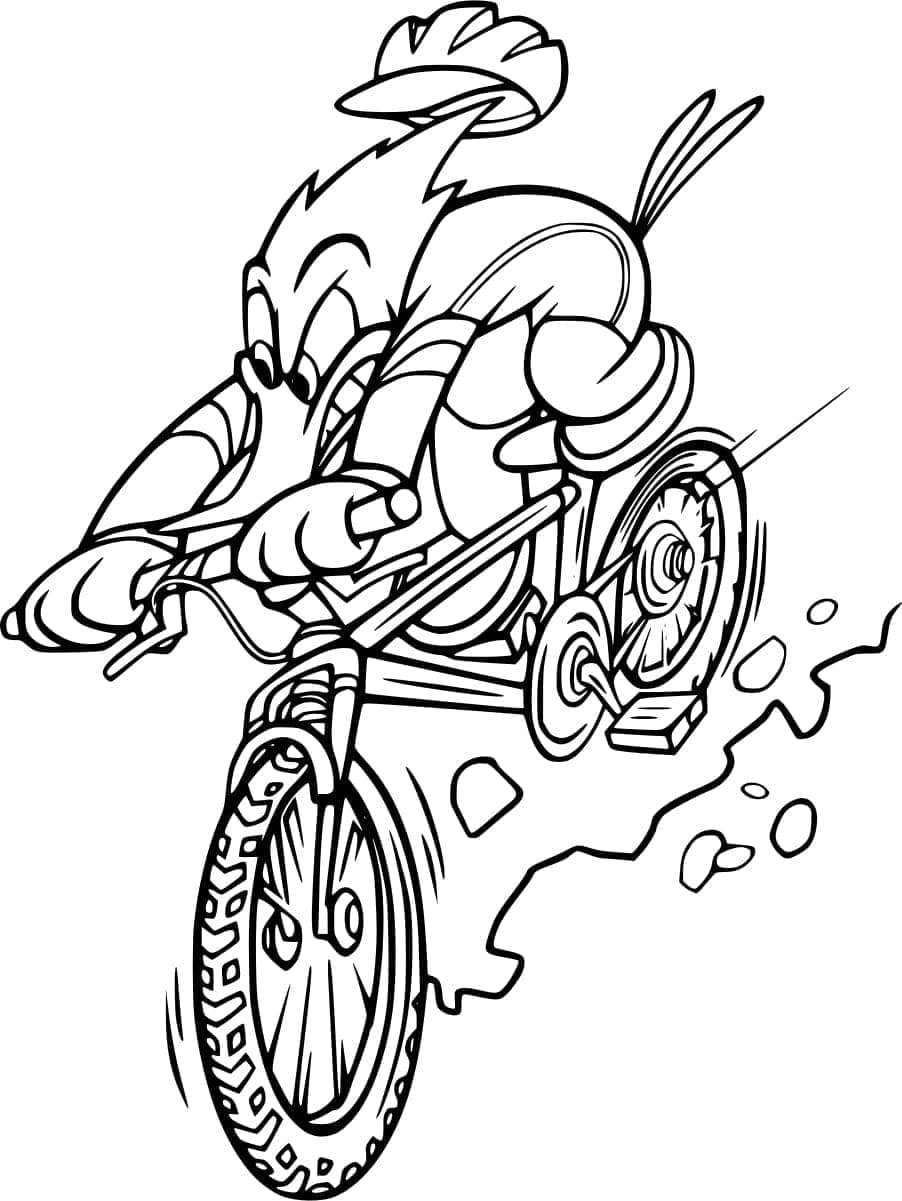 Woody Woodpecker on Bike