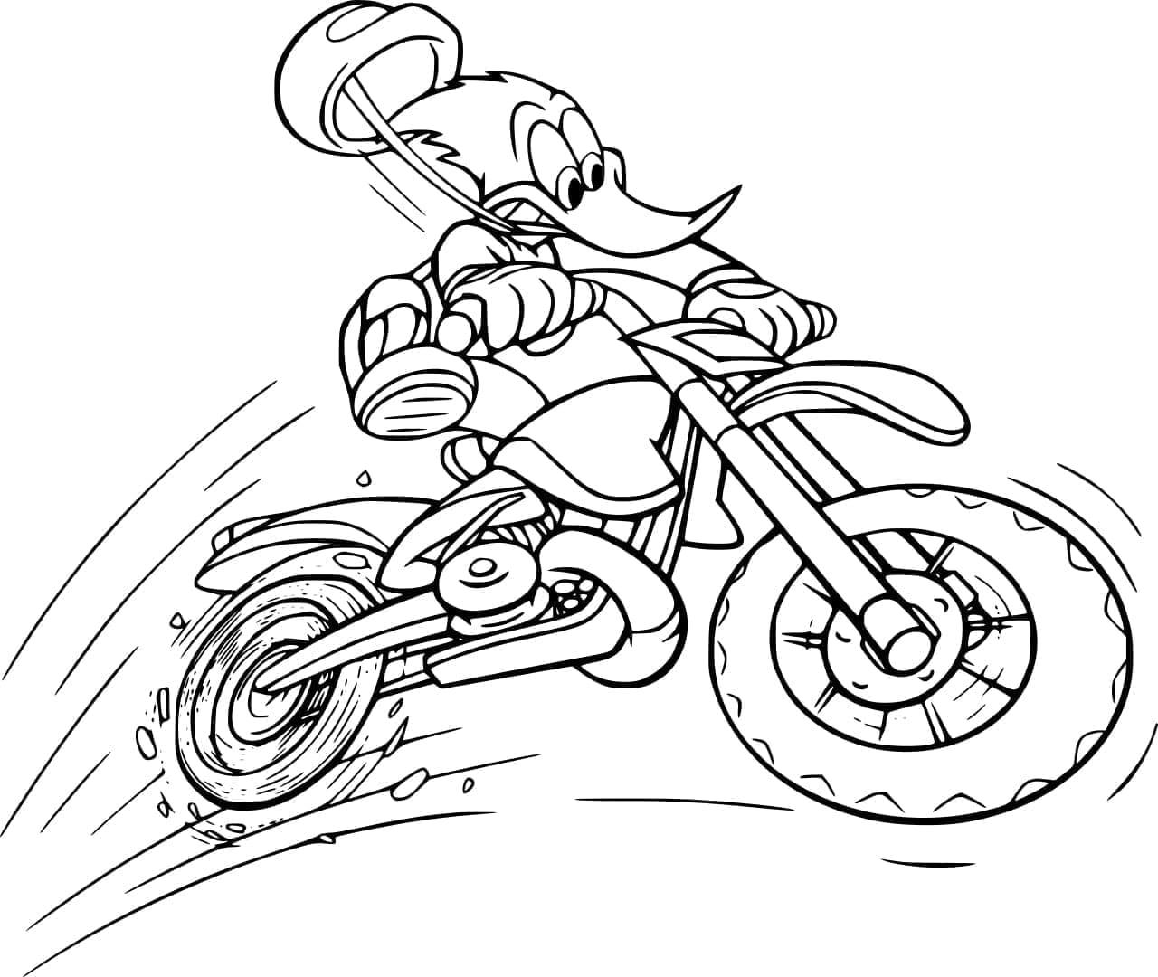 Woody Woodpecker on Motorbike