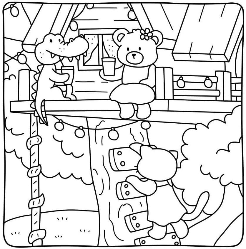 Cottage Friends Cute coloring page
