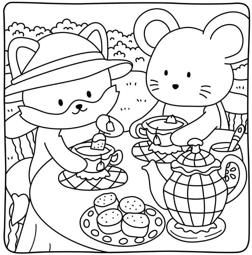 Cottage Friends for Free coloring page