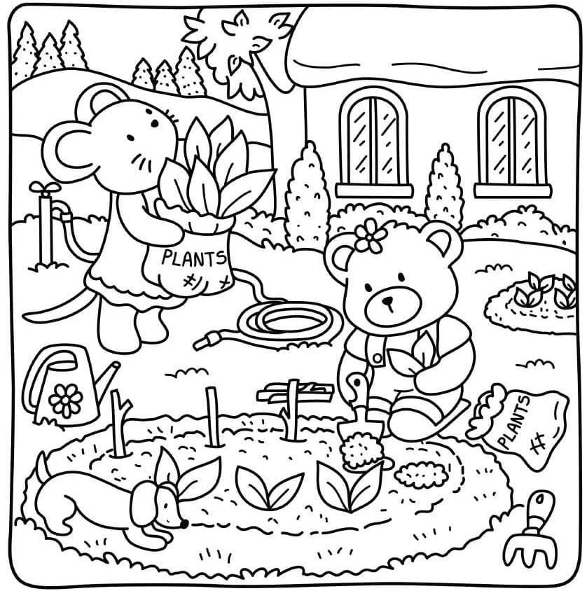 Cottage Friends Printable For Kids coloring page