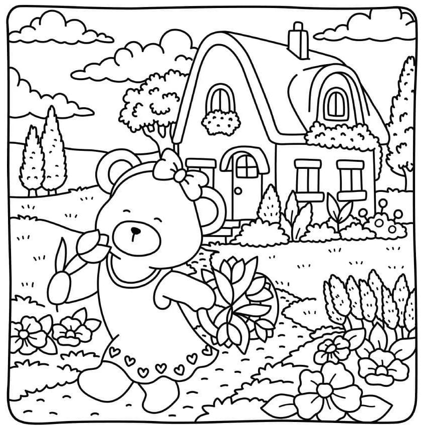Free Cottage Friends coloring page