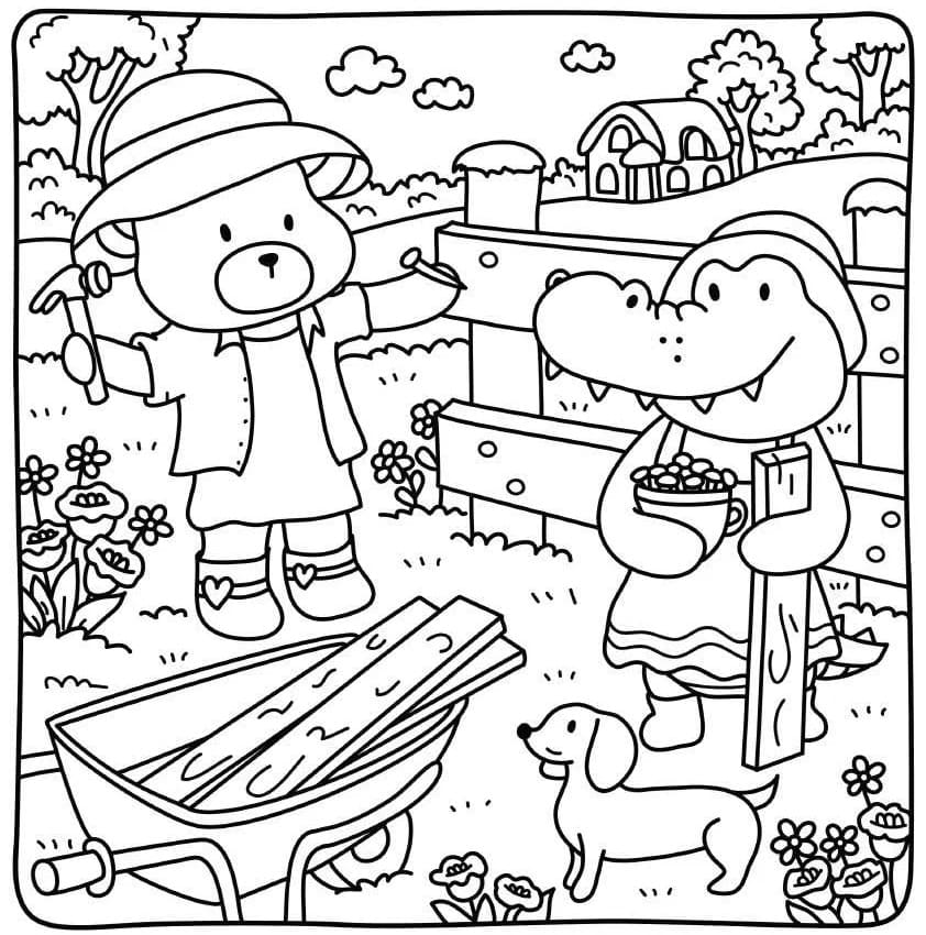 Free Drawing of Cottage Friends coloring page