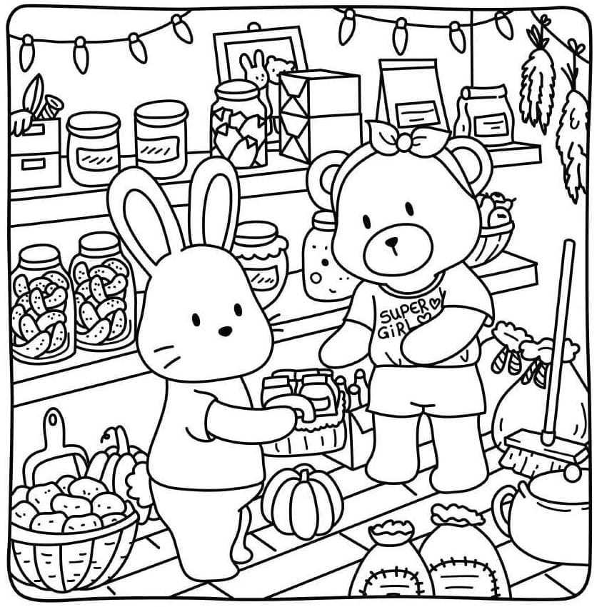 Free Print Cottage Friends coloring page
