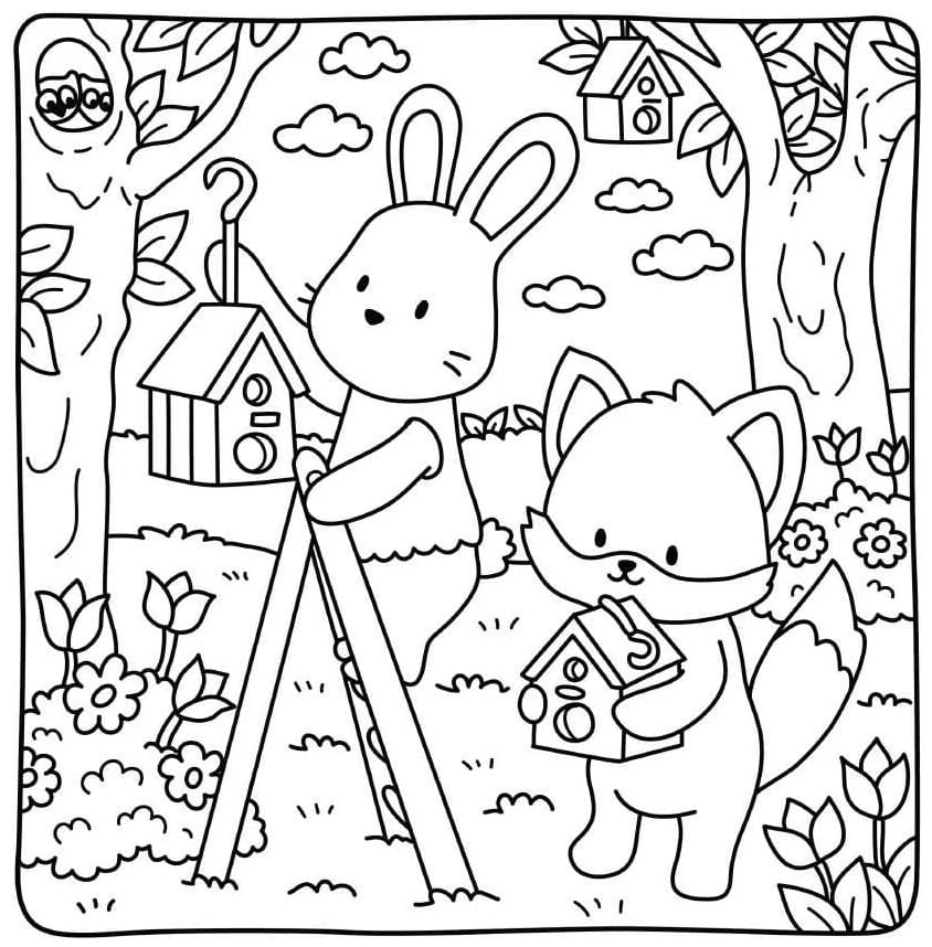 Free Printable Cottage Friends coloring page