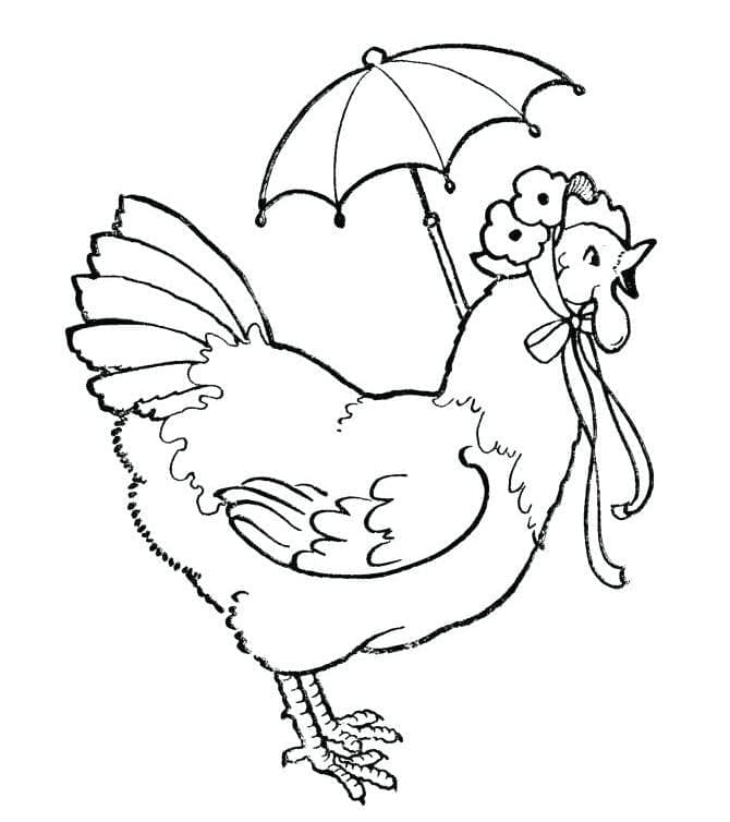 Hen with Umbrella