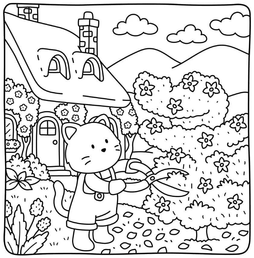 Lovely Cottage Friends coloring page