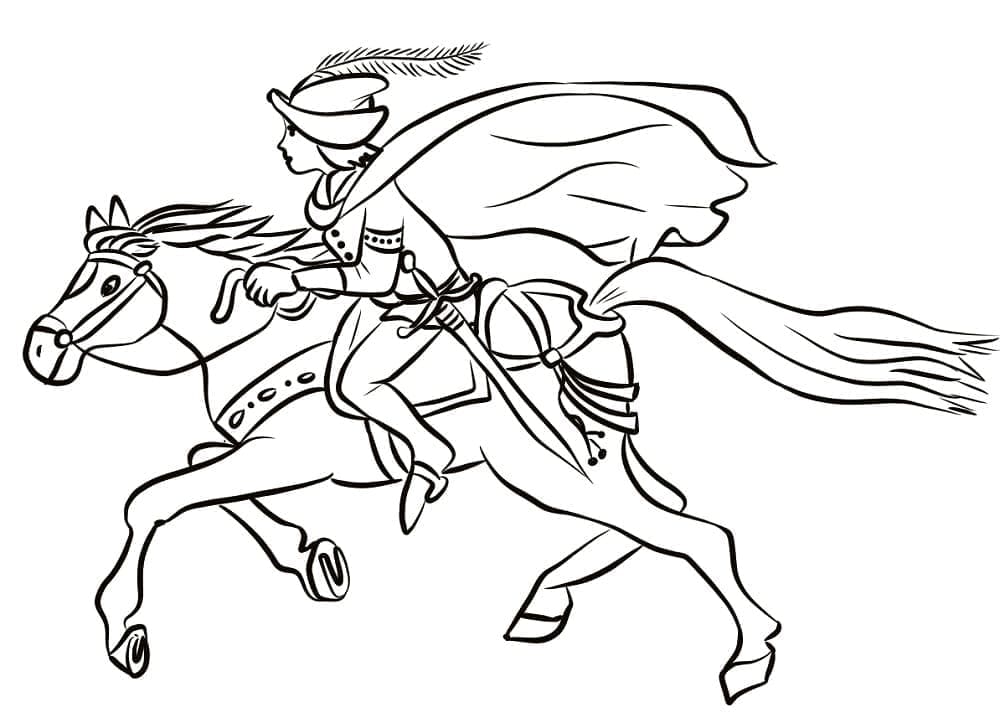 Prince is Riding Horse coloring page