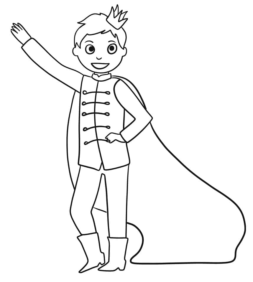 Prince is Waving Hand coloring page