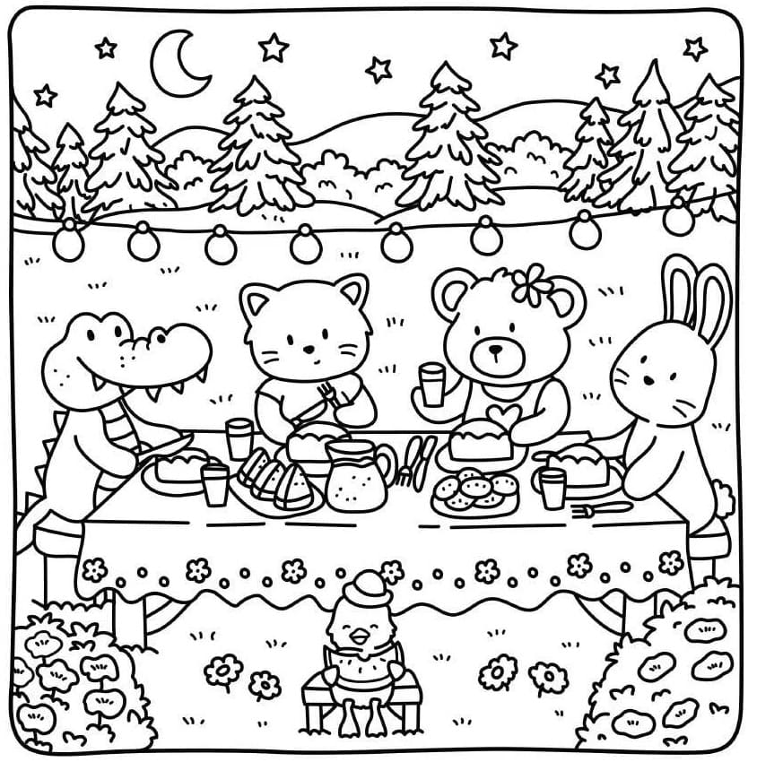 Print Cottage Friends coloring page