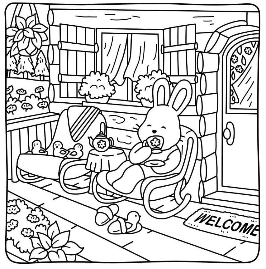 Print Free Cottage Friends coloring page