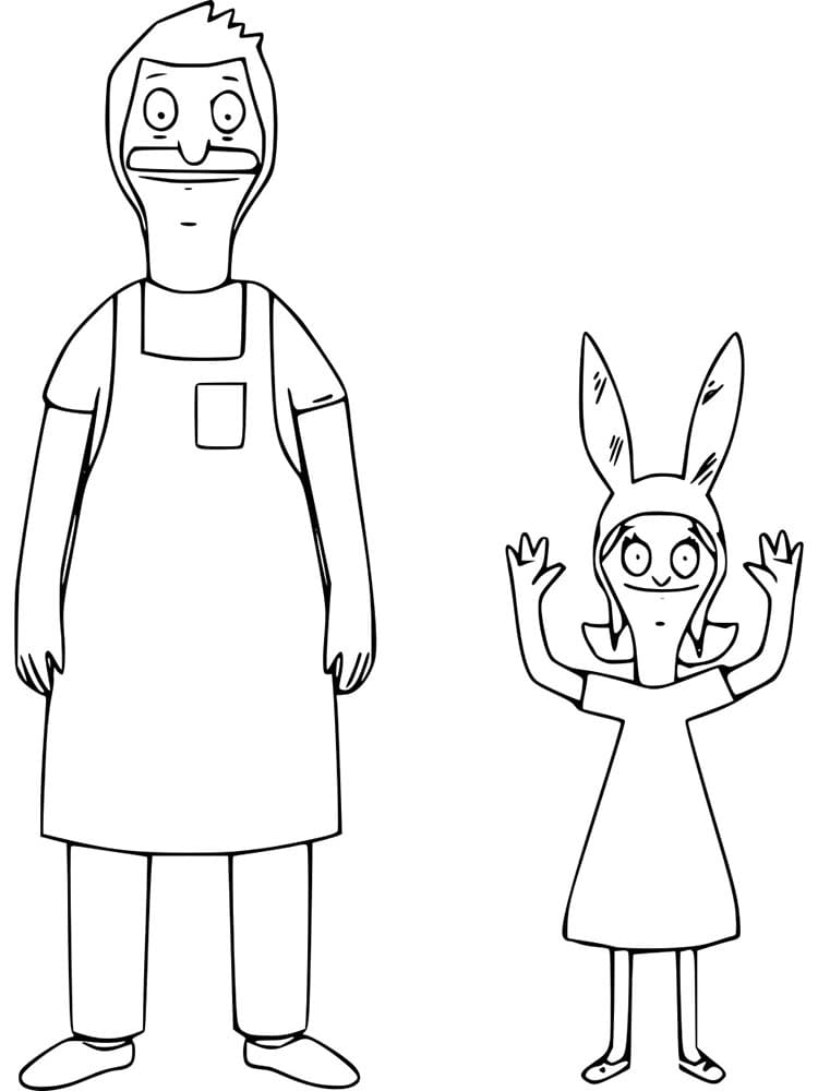 Bob and Louise from Bob’s Burgers coloring page
