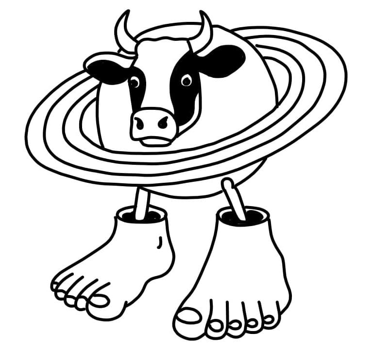 Brainrot La Vaca Saturno Saturnita coloring page