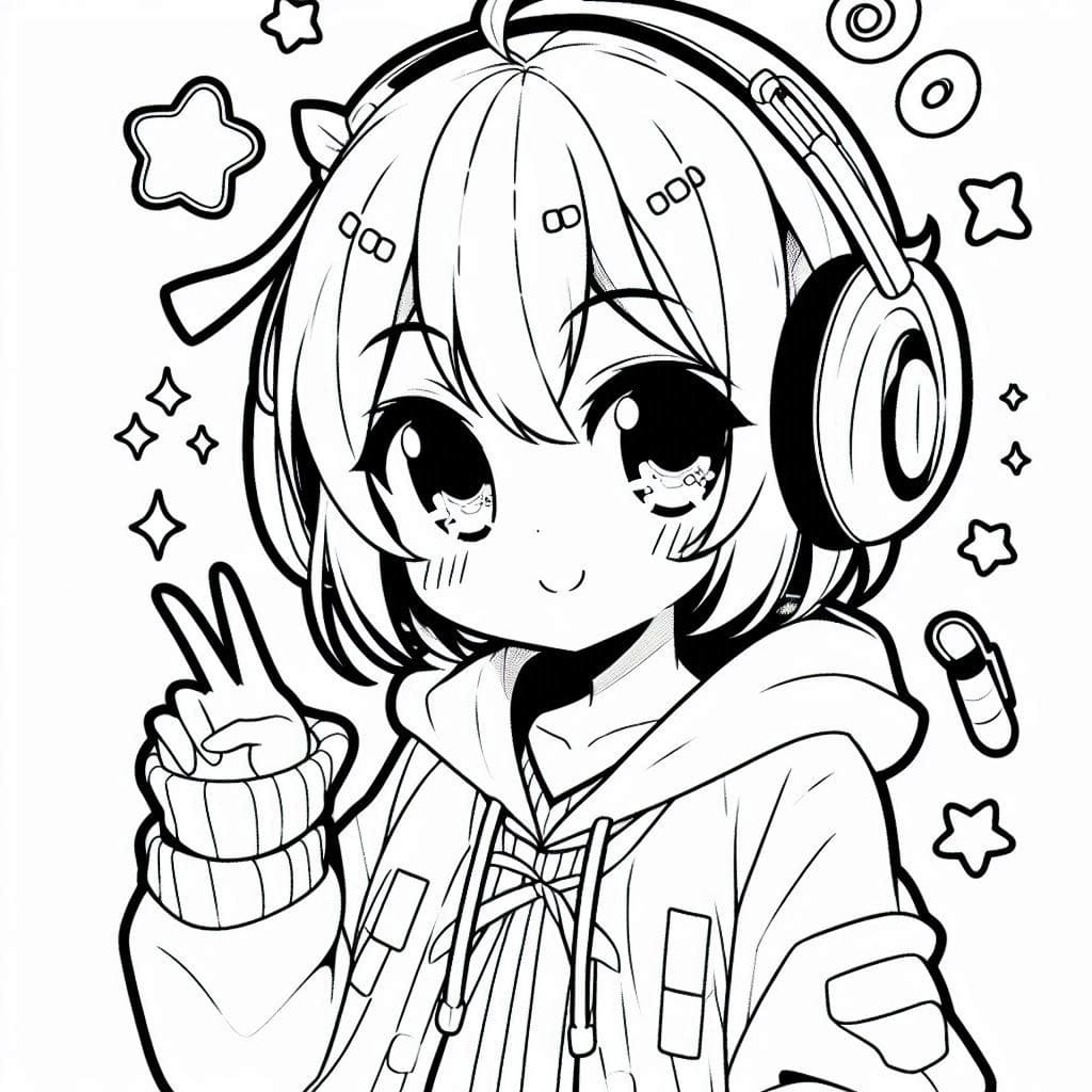 Cool Anime Girl coloring pages