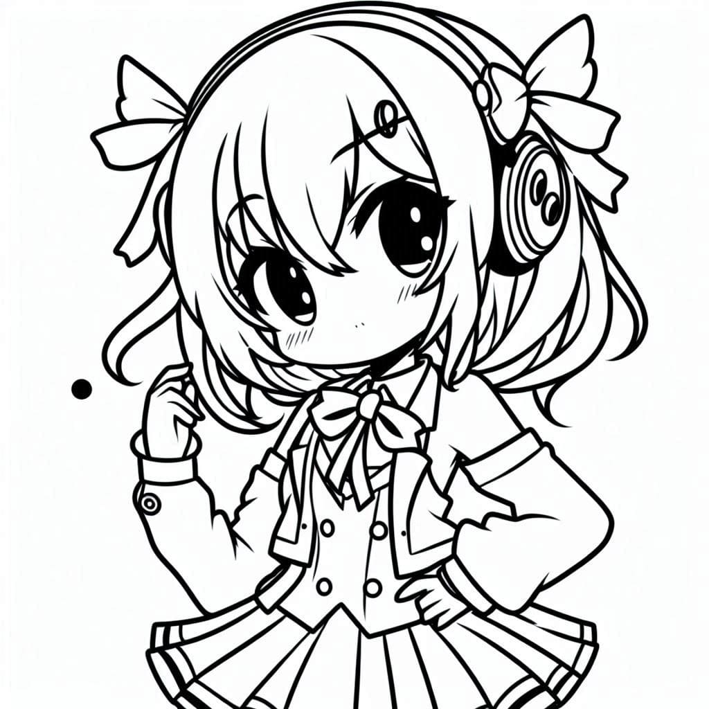 Cool Anime Girl with Headphone