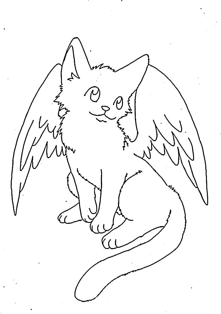 Drawing of Winged Cat