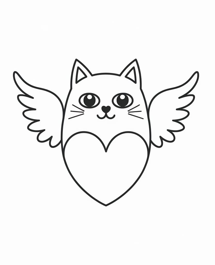 Heart Winged Cat