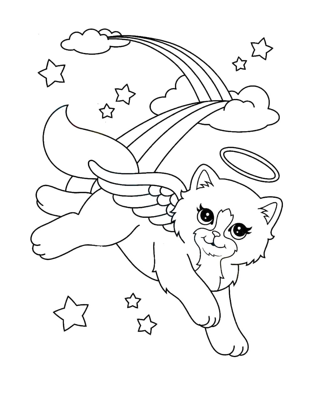 Winged Cat and Rainbow