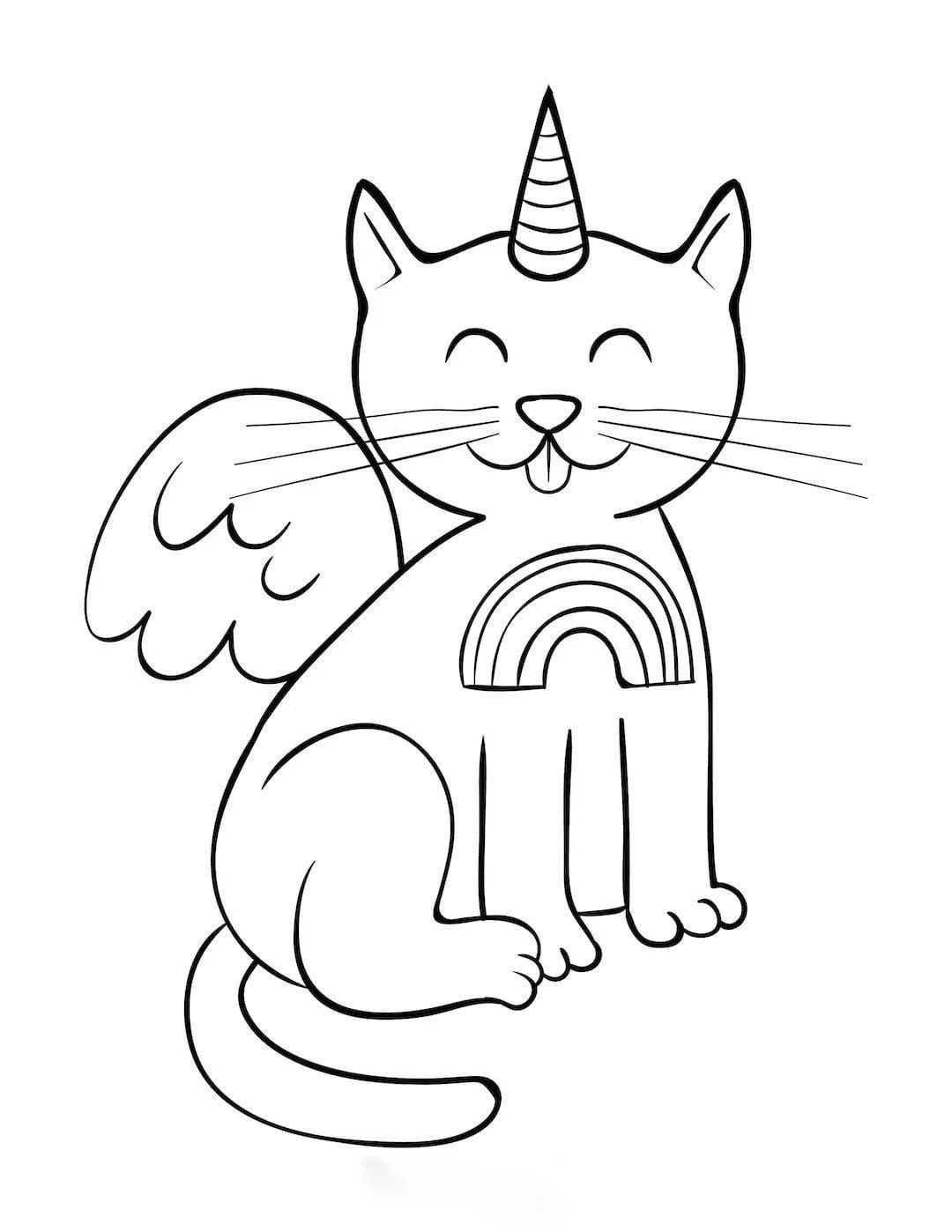 Winged Cat with Horn