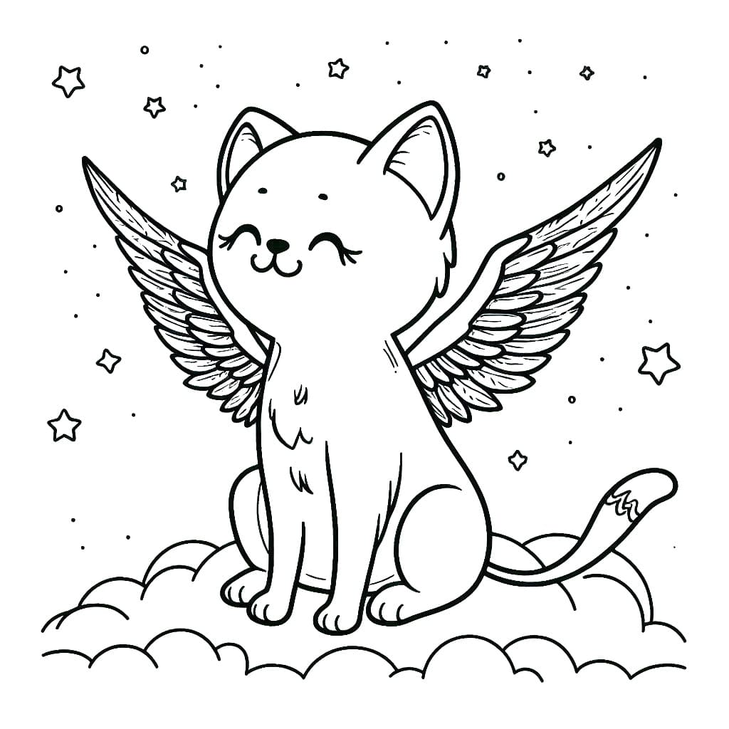 Winged Cat coloring pages
