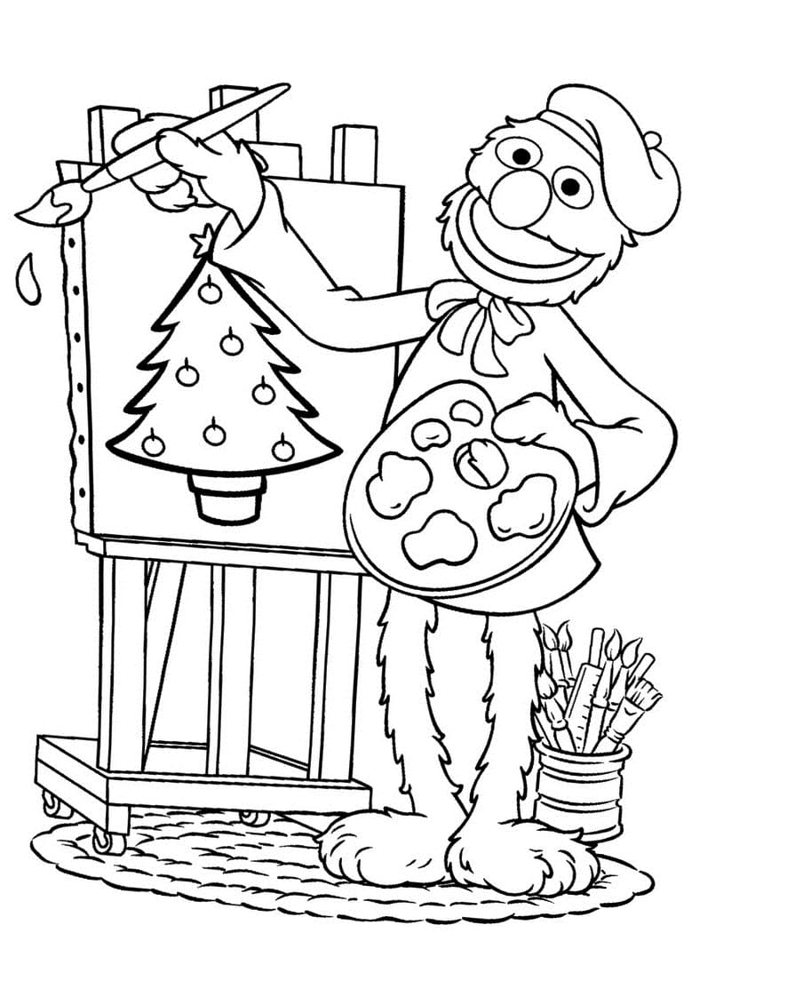 Artist Grover coloring page