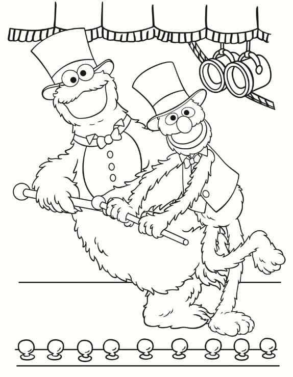 Cookie Monster and Grover coloring page