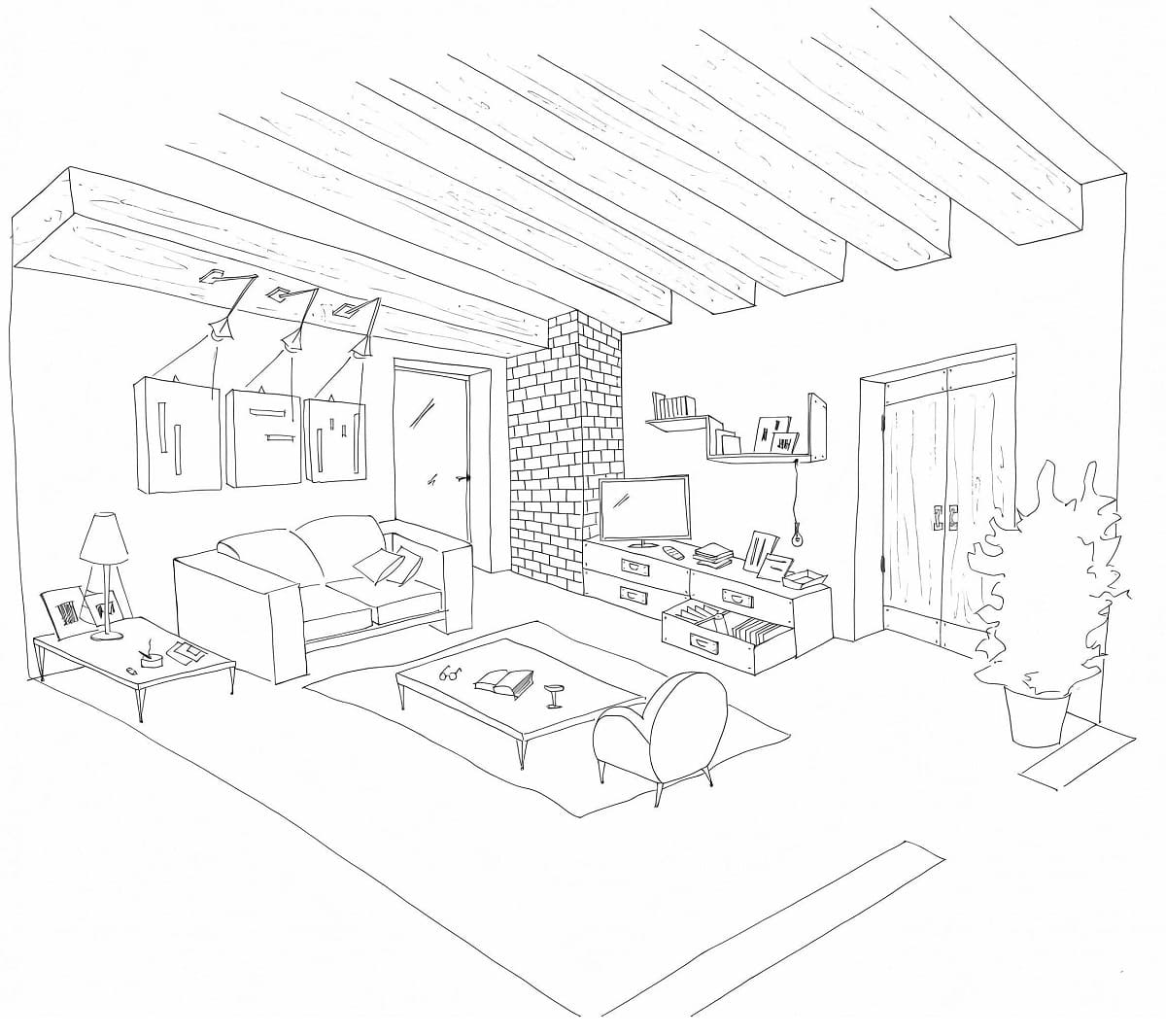 Drawing of Living Room