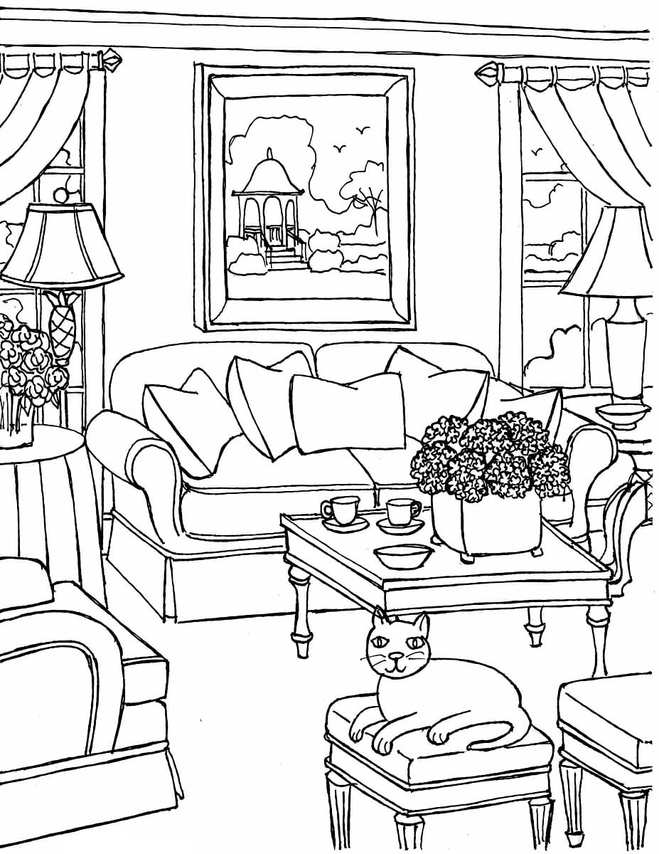 Free Drawing of Living Room