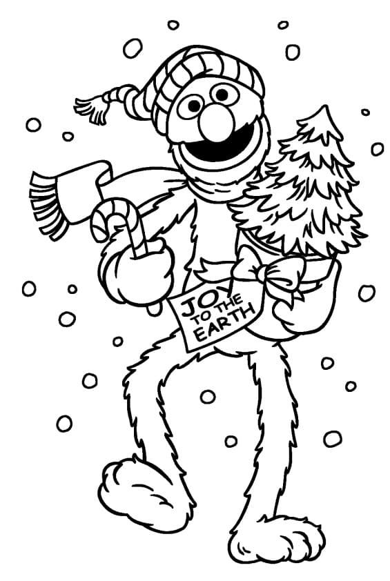 Grover on Christmas coloring page