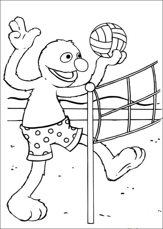 Grover Playing Volleyball coloring page