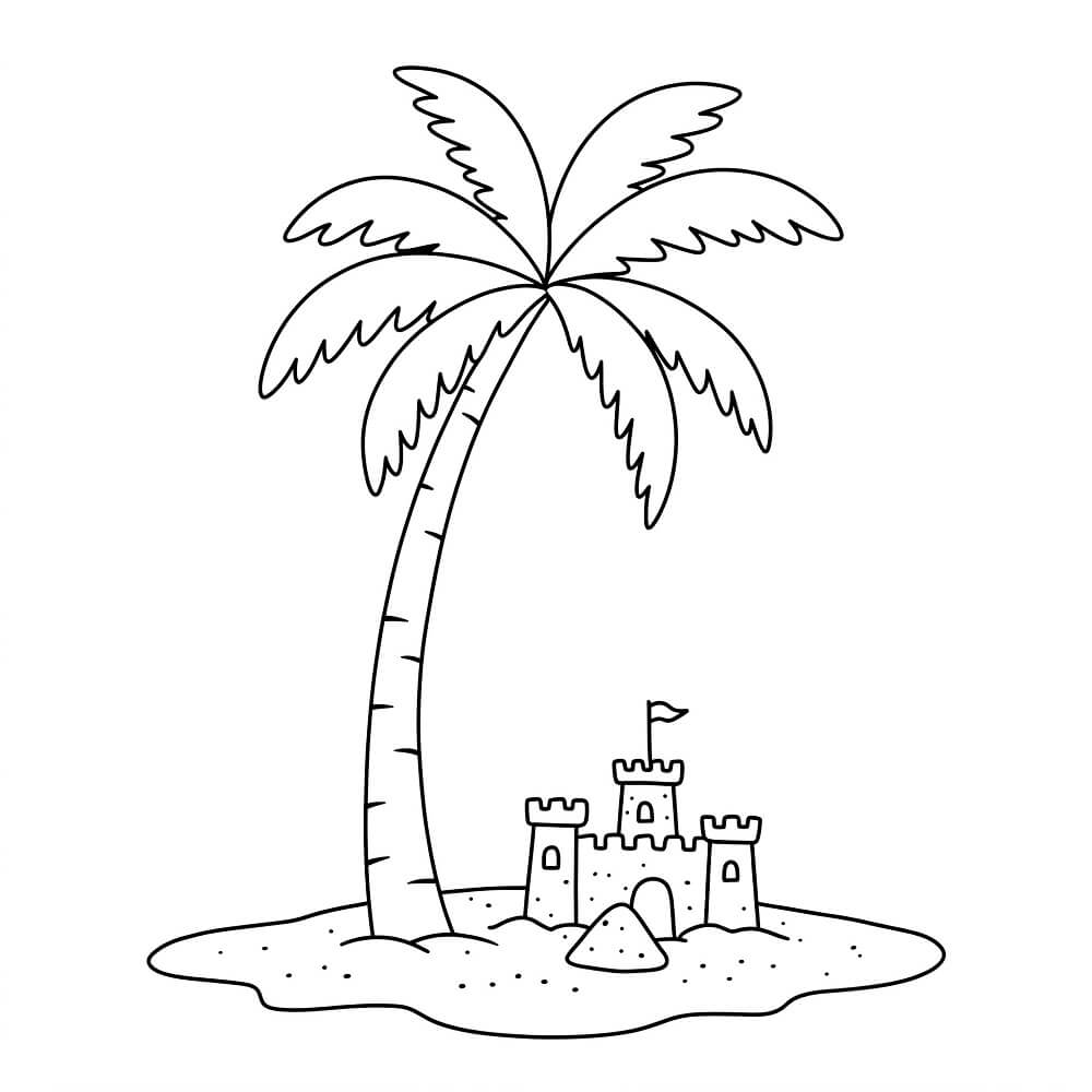 Palm Tree and Sand Castle