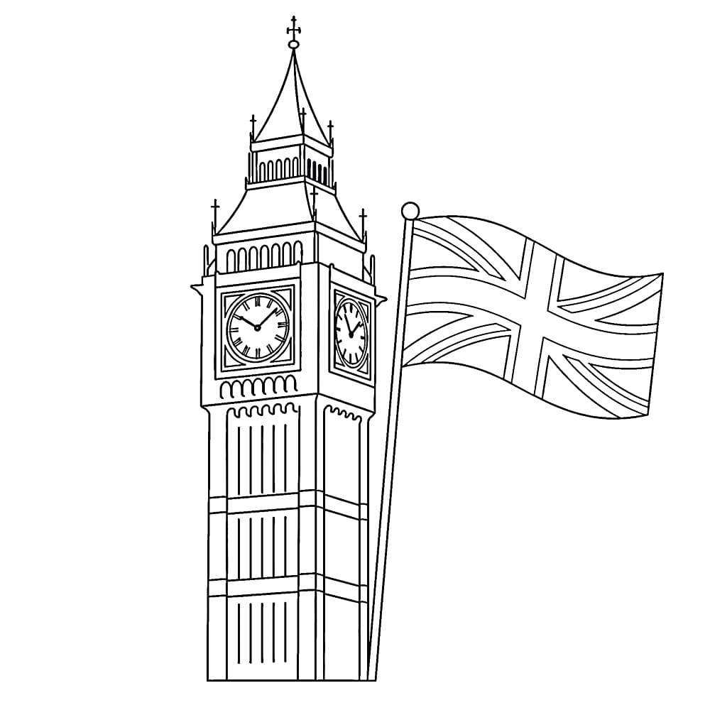 Big Ben and Flag