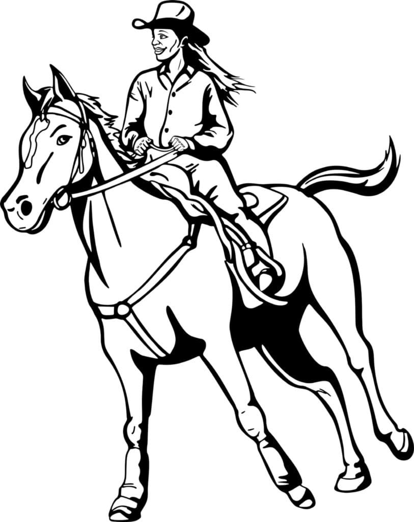 Cowgirl is Riding Horse