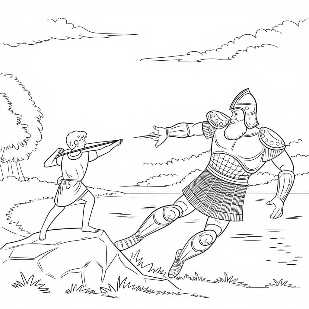 David and Goliath Printable For Kids