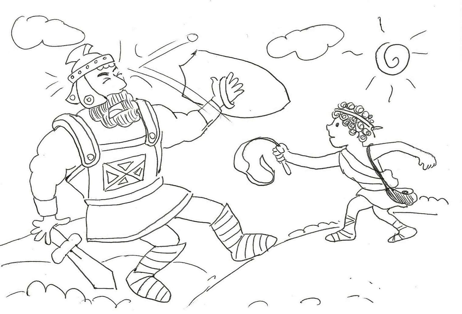 Drawing of David and Goliath