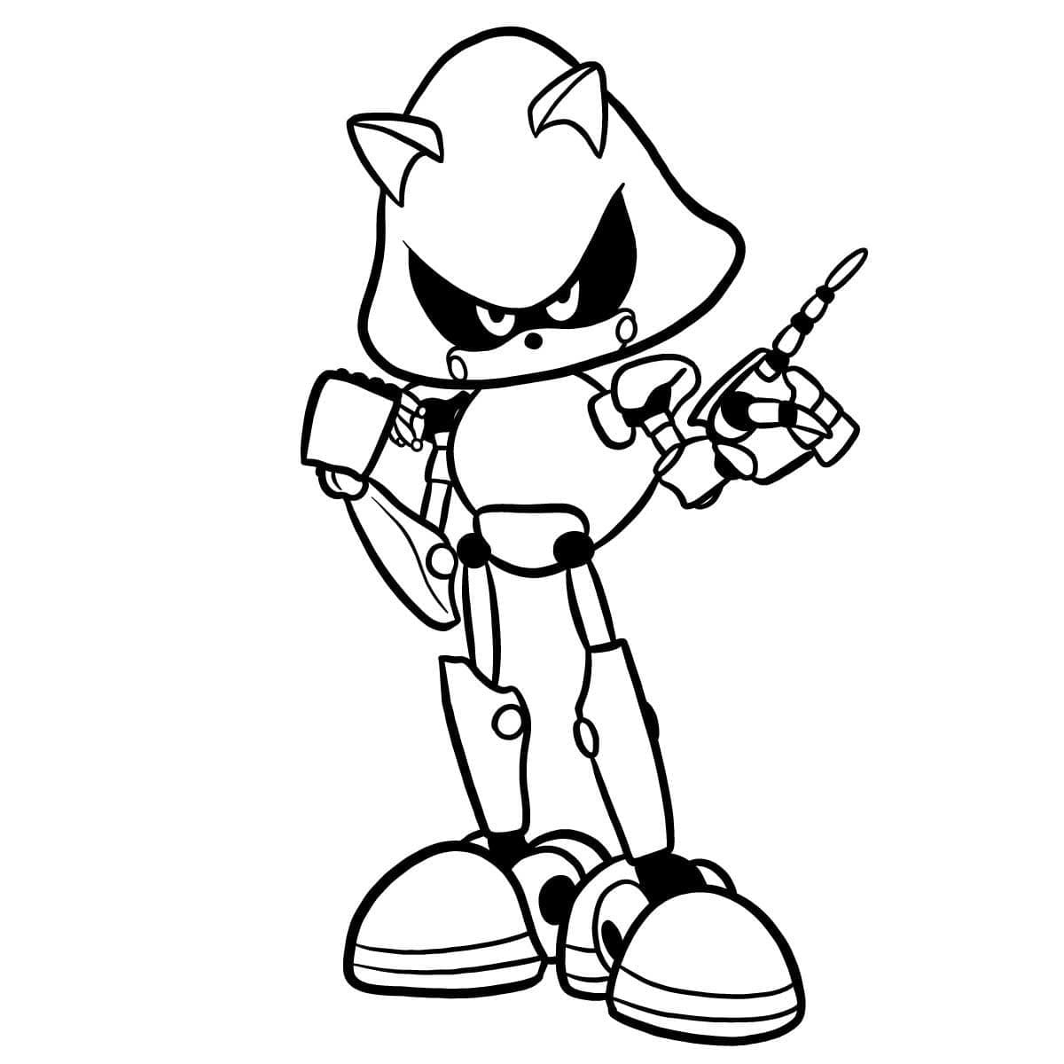 Simple Metal Sonic coloring page