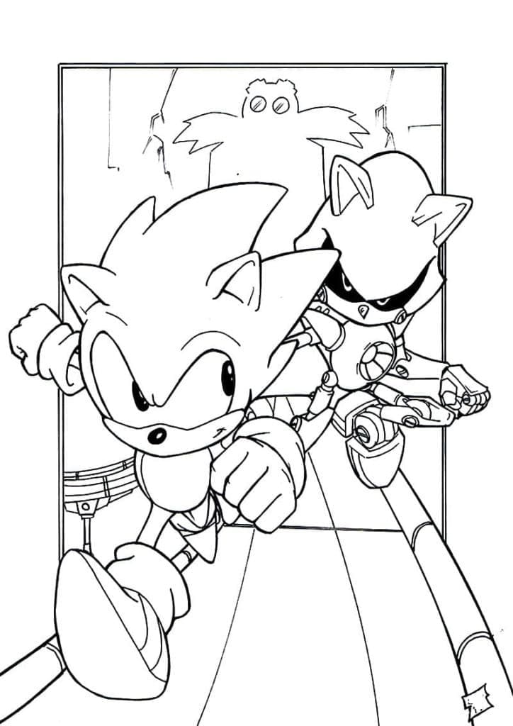 Sonic and Metal Sonic coloring page