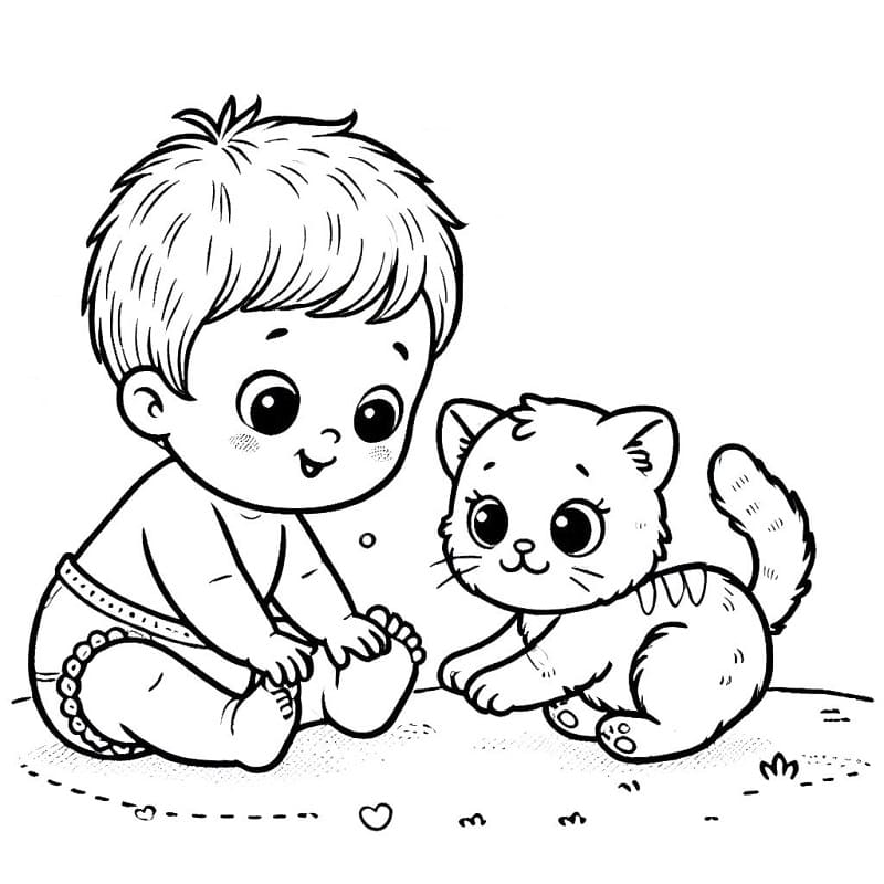 Baby and Kitten