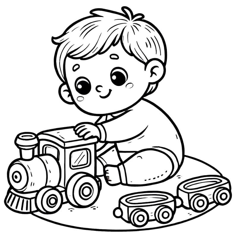 Baby and Toy Train