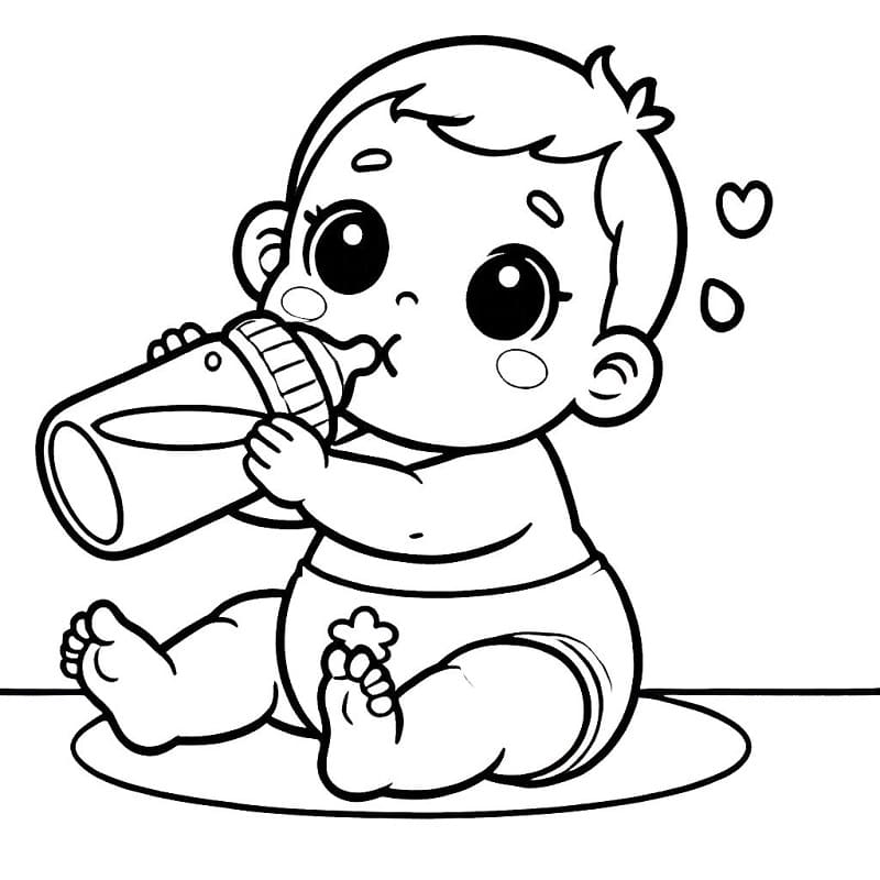 Baby Boy is Drinking Milk