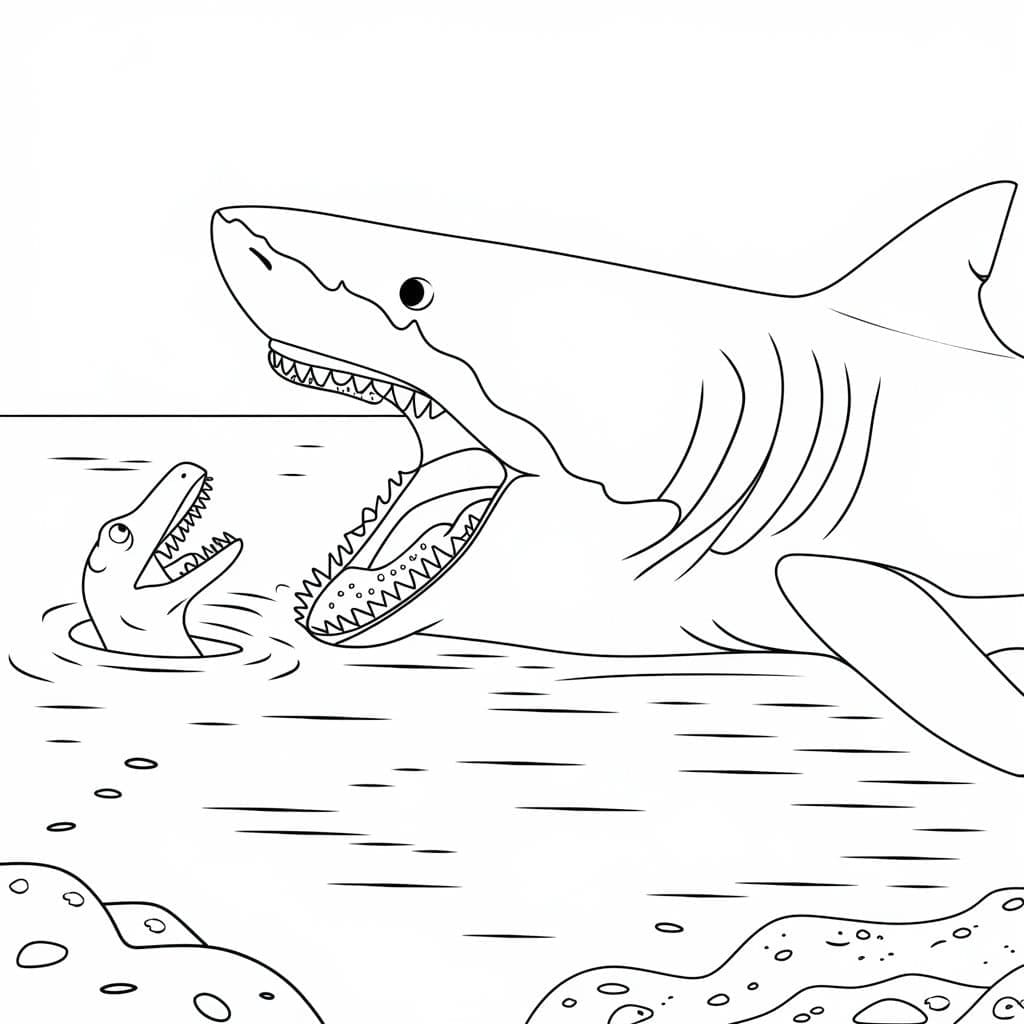 Drawing of Megalodon